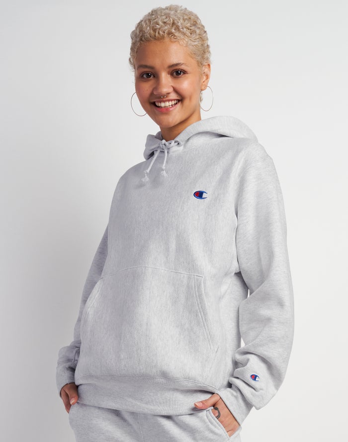 Champion Dame Hættetrøje Grå - Reverse Weave Boyfriend - Danmark TPZ-928436